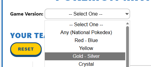 Example game version selection
